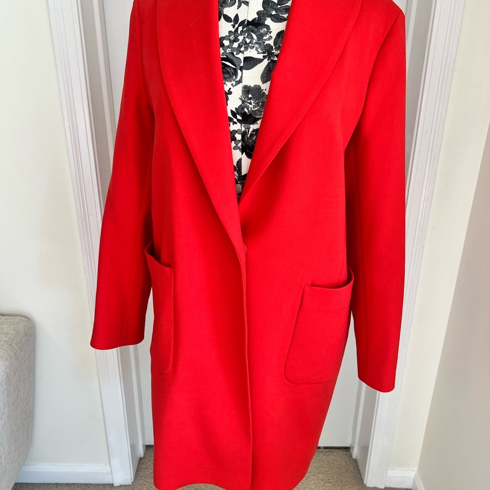 Massimo Dutti  red wool cardigan. Knee length. Like new. Size EU 38/US 6